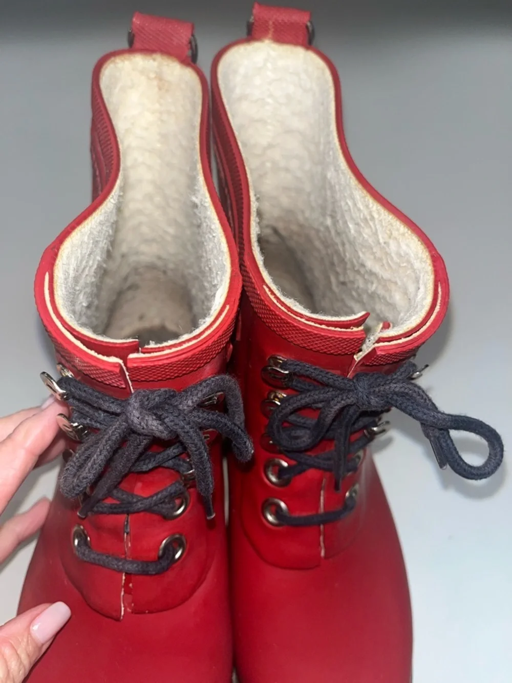Ilse Jacobsen Hornbaek Red Lace-Up Rubber Rain Boots size 40